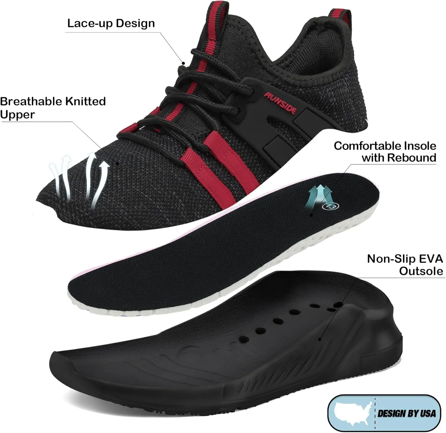 RUNSIDE Boys Girls Tennis Shoes Kids Lightweight Breathable Sneakers Lace-up Running Athletic Shoes for Toddler/Little Kid/Big Kid