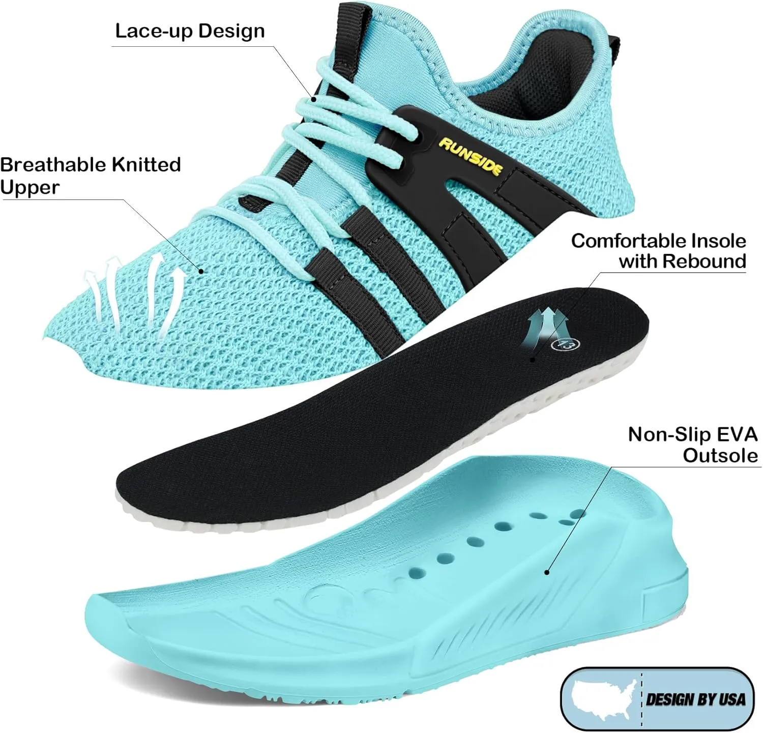 RUNSIDE Boys Girls Tennis Shoes Kids Lightweight Breathable Sneakers Lace-up Running Athletic Shoes for Toddler/Little Kid/Big Kid