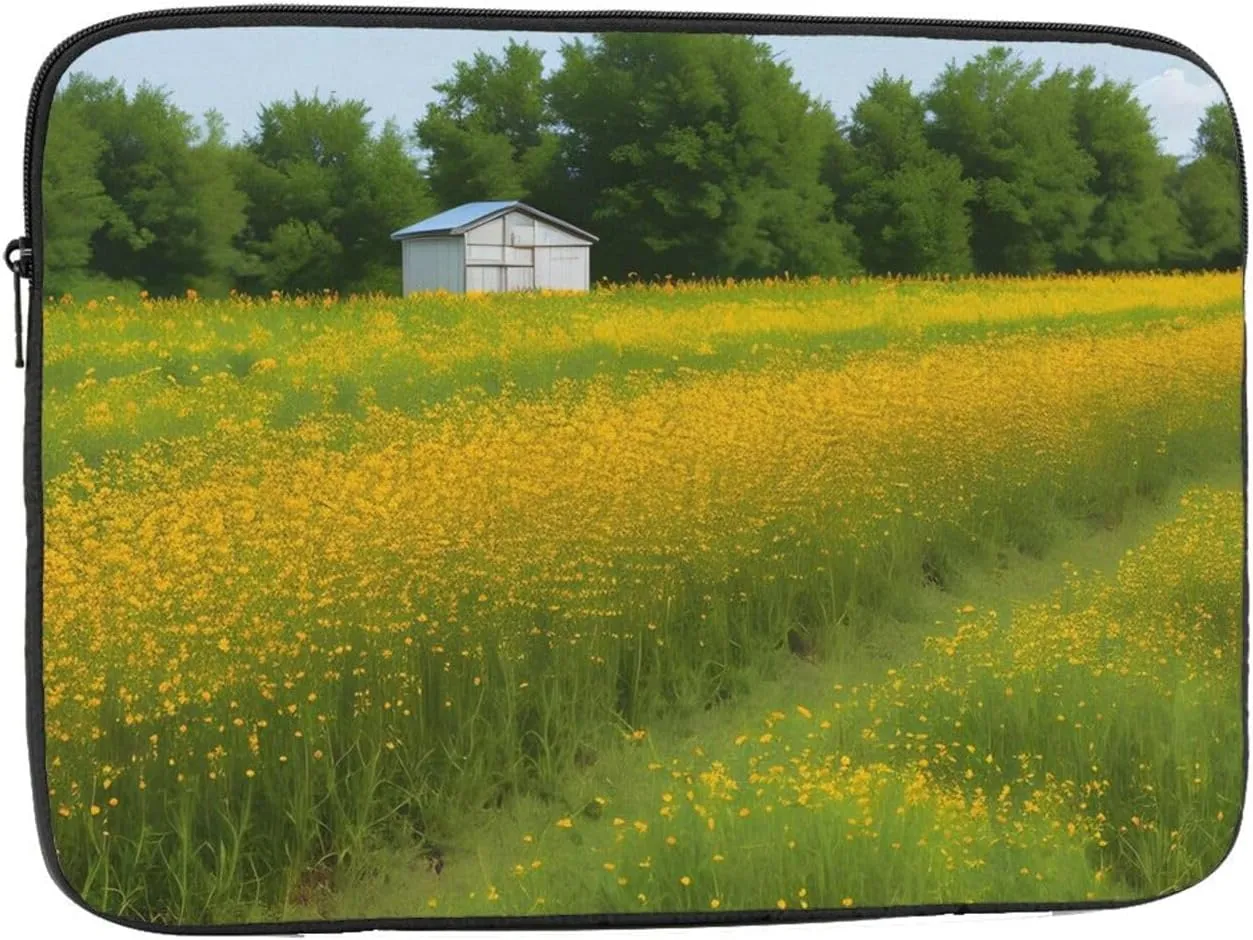 Rural Honey Bees Wildflowers Prints Shockproof Portable Laptop Sleeve Bag 17 inch - Lightweight Laptop Case for Men and Women Business Travel, Office Daily Use