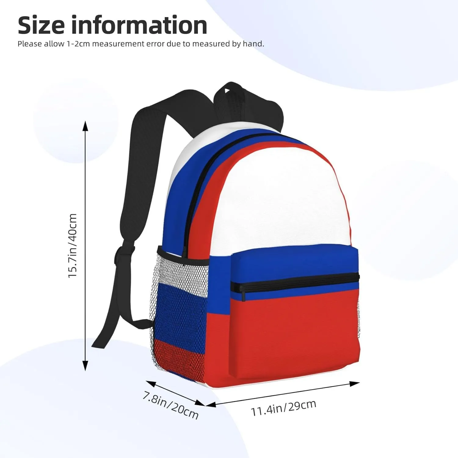 Russian Flag Men Women Office Laptop Backpack,Work Bag 15.7 Inch Business Travel Bags Large Capacity
