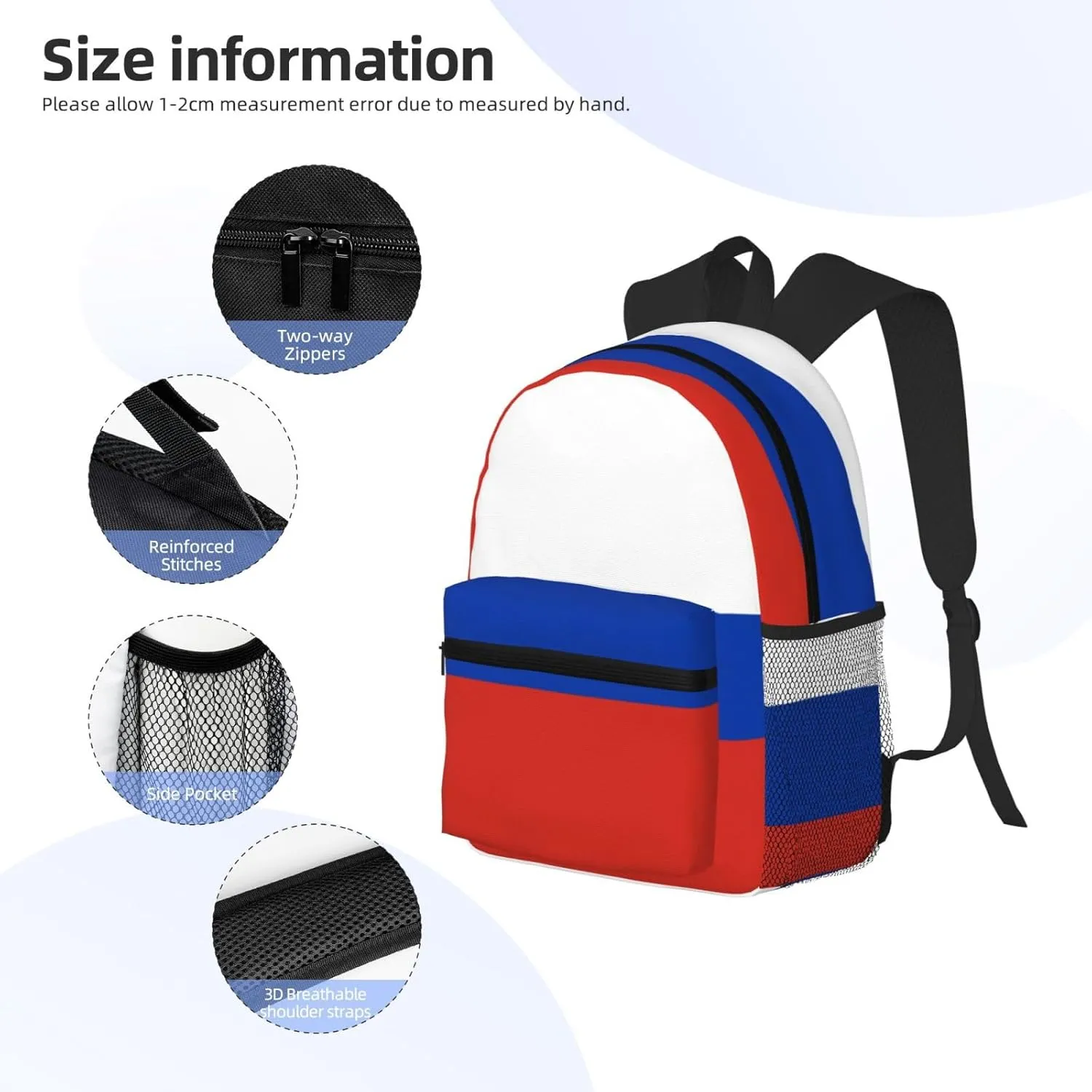 Russian Flag Men Women Office Laptop Backpack,Work Bag 15.7 Inch Business Travel Bags Large Capacity
