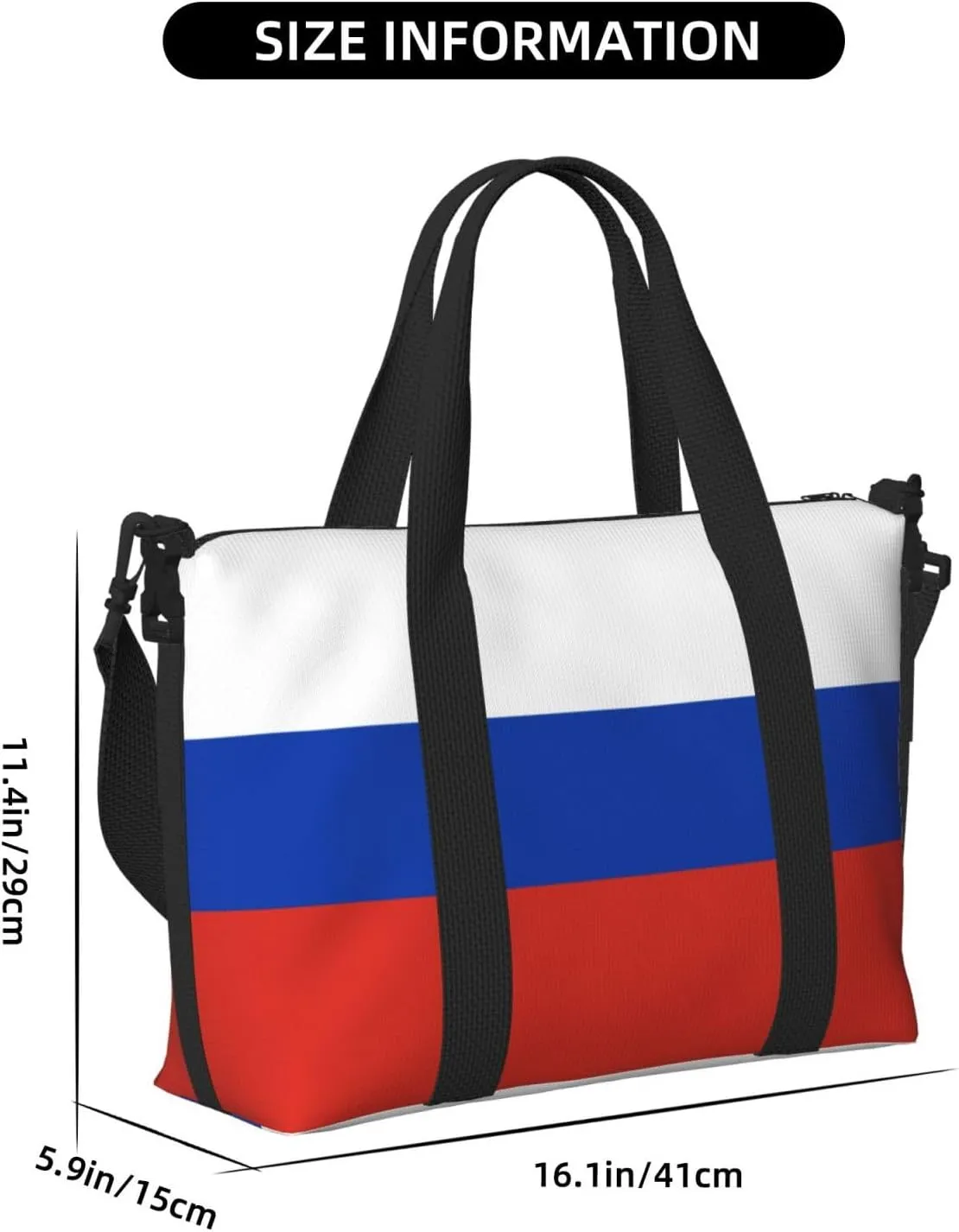 Russian Flag Travel Duffel Bag Carry On Tote Bags For Men,Weekender Overnight Bag,Sports Tote Gym Bag
