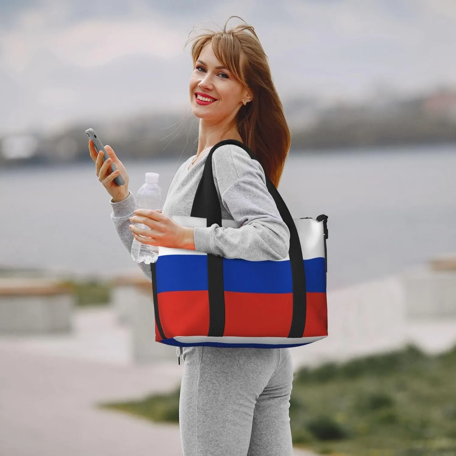Russian Flag Travel Duffel Bag Carry On Tote Bags For Men,Weekender Overnight Bag,Sports Tote Gym Bag