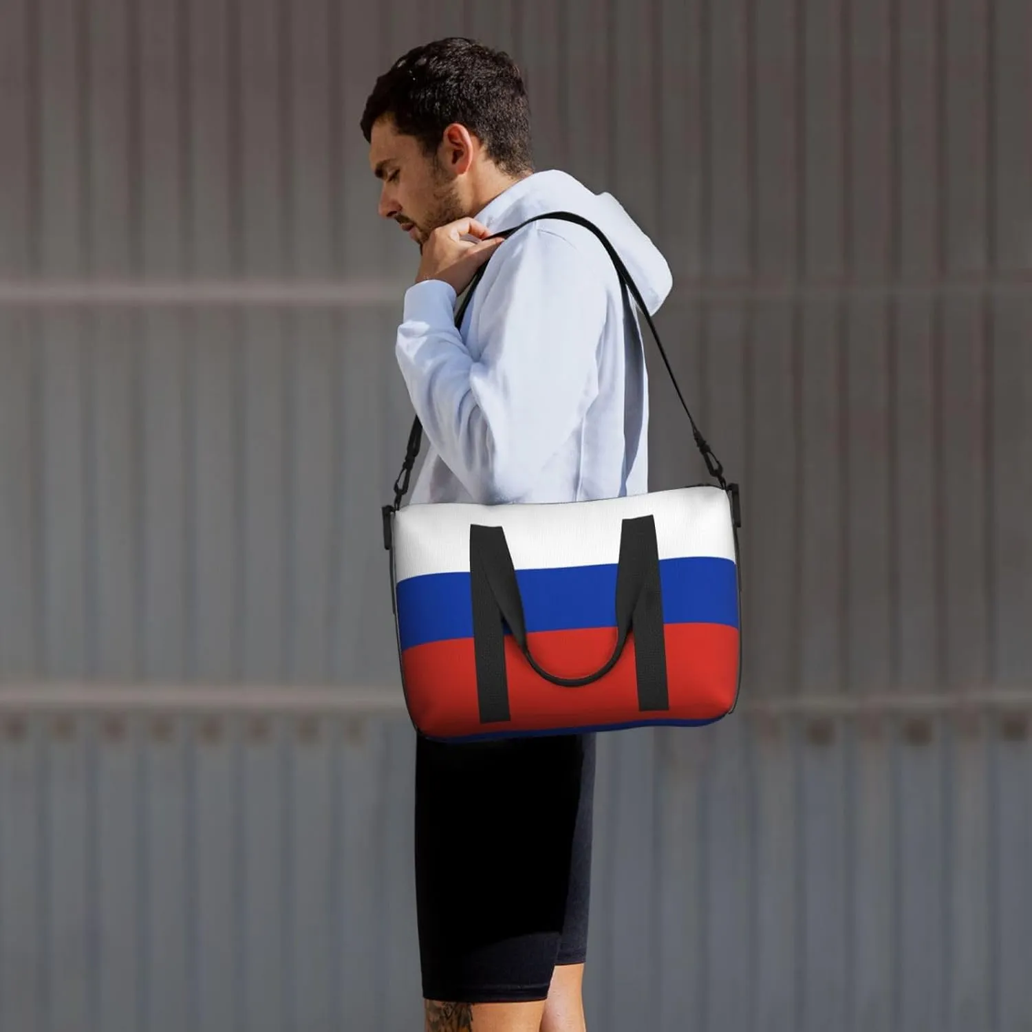 Russian Flag Travel Duffel Bag Carry On Tote Bags For Men,Weekender Overnight Bag,Sports Tote Gym Bag