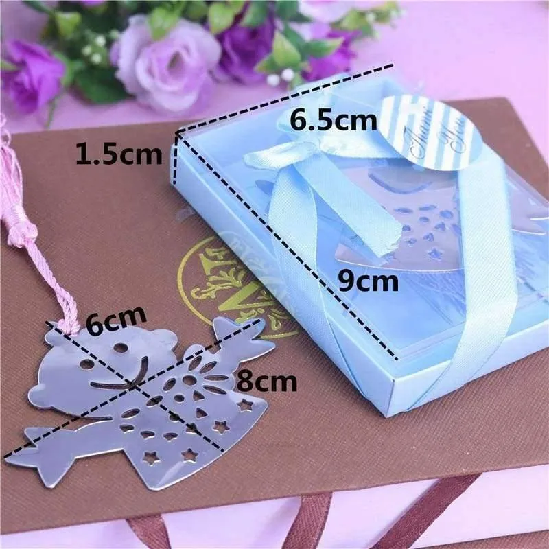 Rynx | 50 Bulk Blue Pink Snowman Children Bookmark Bridesmaid Baby Shower Giveaway Kids Party Souvenirs Wedding Gifts and Gifts for Guests