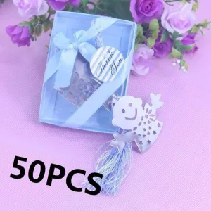 Rynx | 50 Bulk Blue Pink Snowman Children Bookmark Bridesmaid Baby Shower Giveaway Kids Party Souvenirs Wedding Gifts and Gifts for Guests