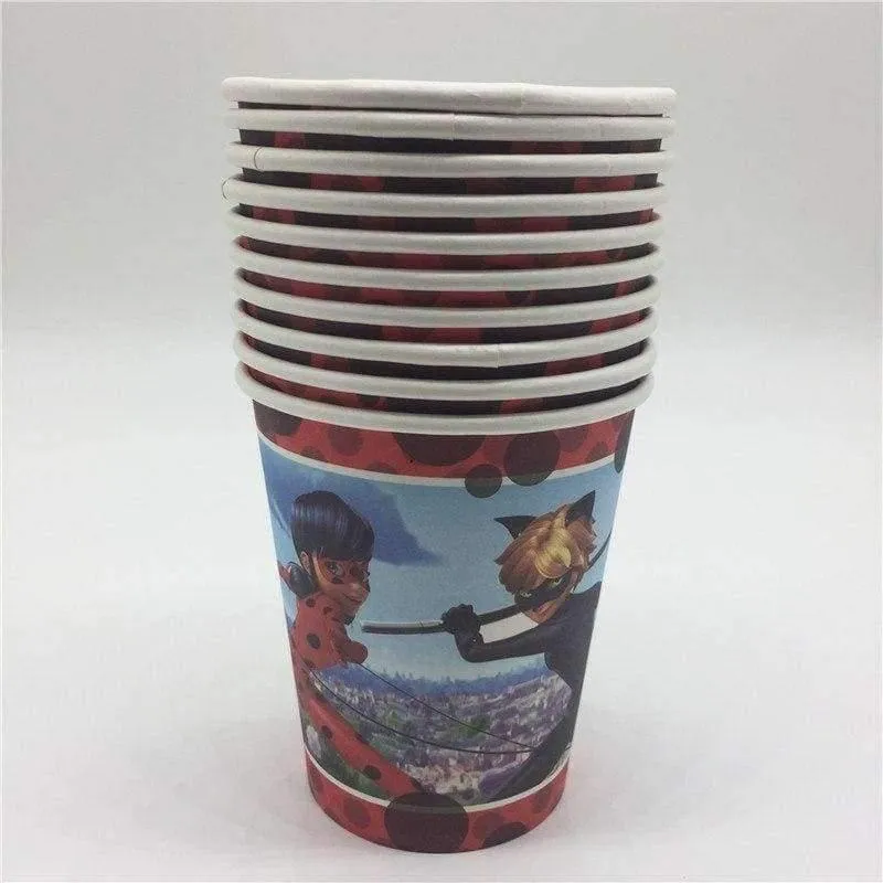 Rynx | 80 pieces/lot party table decoration paper cups cartoons animals Miraculous Ladybug party baby supplies festive party supplies