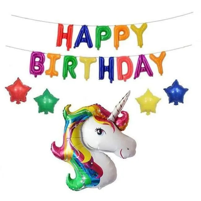 Rynx | Pink Unicorn Party Napkin Paper Hat Plate Cup Tablecloth Balloons 1st Birthday Decoration Kids Party Favor Materials
