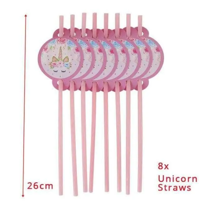 Rynx | Pink Unicorn Party Napkin Paper Hat Plate Cup Tablecloth Balloons 1st Birthday Decoration Kids Party Favor Materials