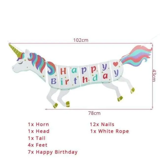 Rynx | Pink Unicorn Party Napkin Paper Hat Plate Cup Tablecloth Balloons 1st Birthday Decoration Kids Party Favor Materials