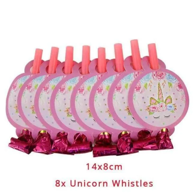 Rynx | Pink Unicorn Party Napkin Paper Hat Plate Cup Tablecloth Balloons 1st Birthday Decoration Kids Party Favor Materials