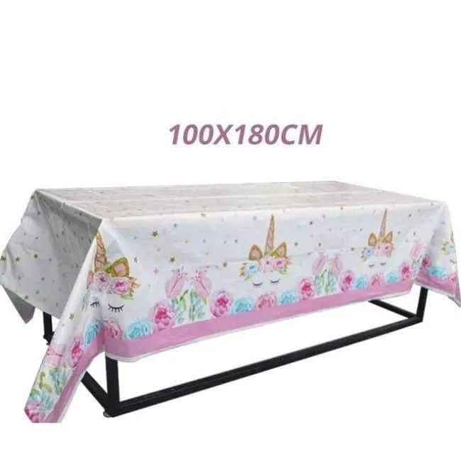 Rynx | Pink Unicorn Party Napkin Paper Hat Plate Cup Tablecloth Balloons 1st Birthday Decoration Kids Party Favor Materials