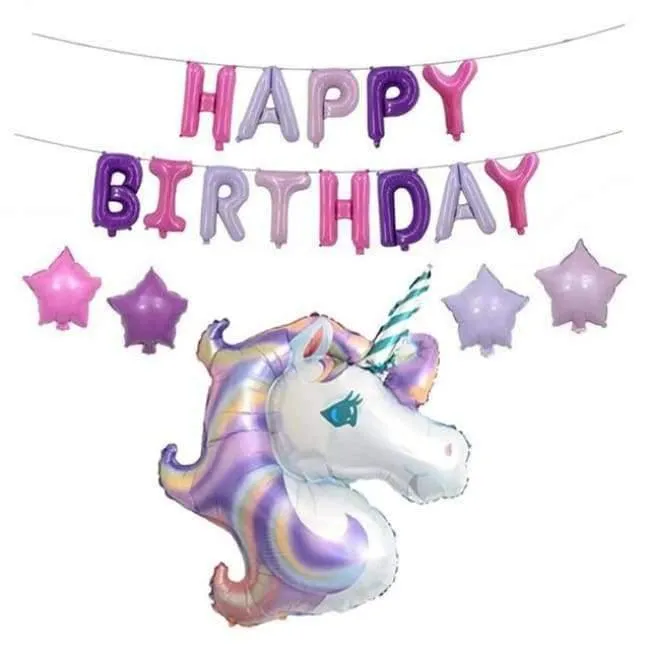 Rynx | Pink Unicorn Party Napkin Paper Hat Plate Cup Tablecloth Balloons 1st Birthday Decoration Kids Party Favor Materials