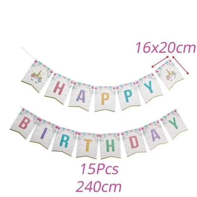 Rynx | Pink Unicorn Party Napkin Paper Hat Plate Cup Tablecloth Balloons 1st Birthday Decoration Kids Party Favor Materials