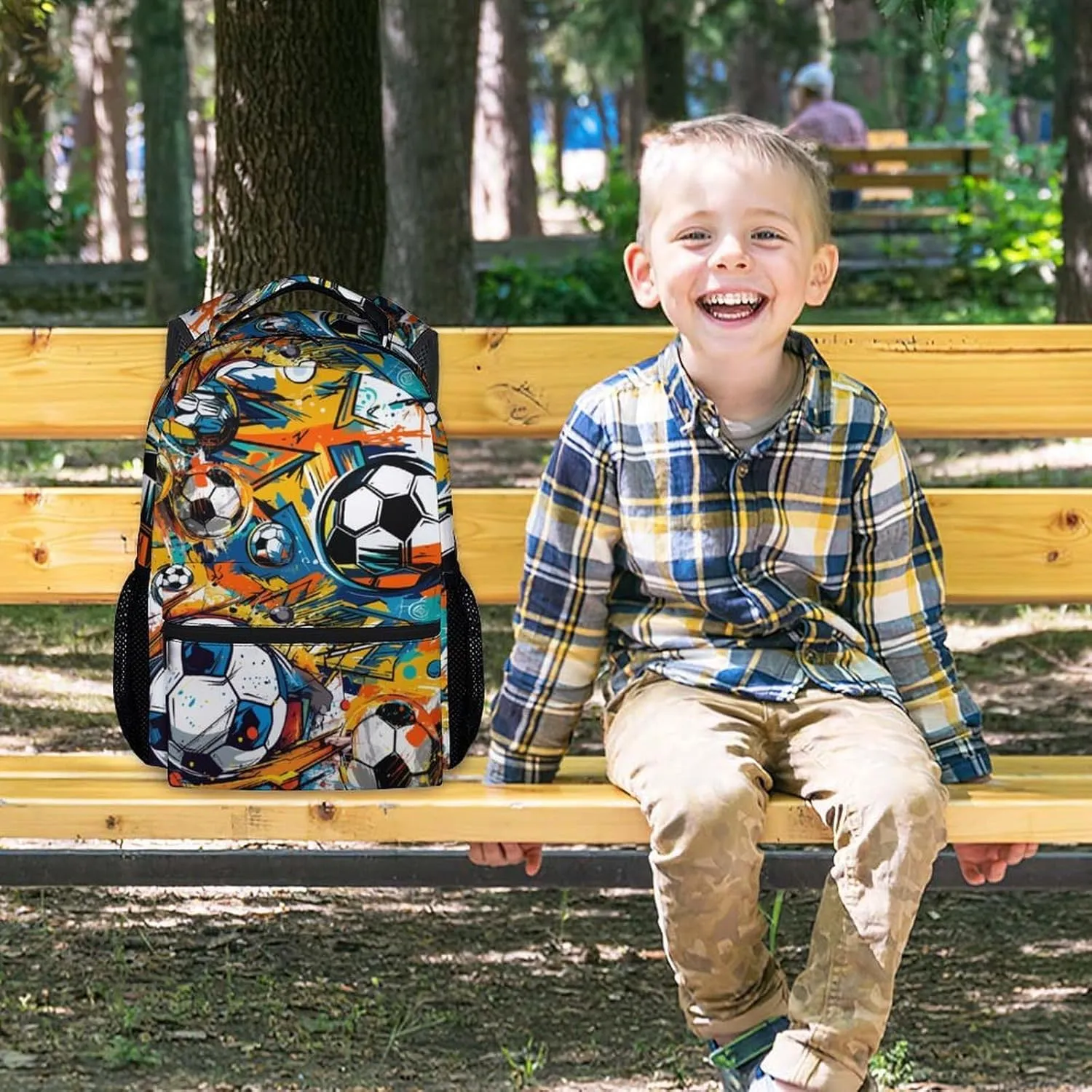 School Backpack for Boys - Soccer Bookbag - Lightweight Durable Large Capacity - 17 Inch Green Kid Backpack for School, Travel and Camp