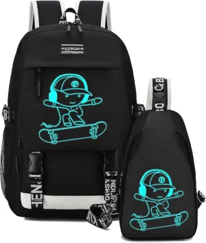 School Backpack for Boys, Water Resistant Kids Bookbag for Middle School Bags, Travel Laptop Backpack with USB Charging Port for Men Lightweight College Bookbag, Black