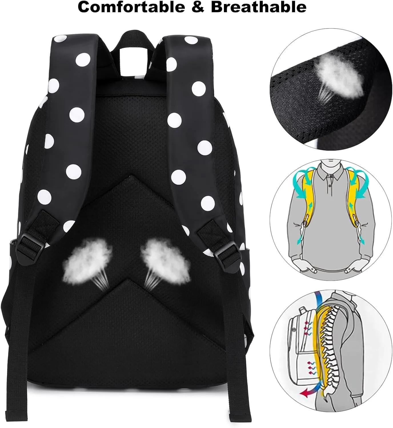 School Backpack for Girls, Kids Teens School Bags Bookbags Set with Lunch Bag Pencil Bag