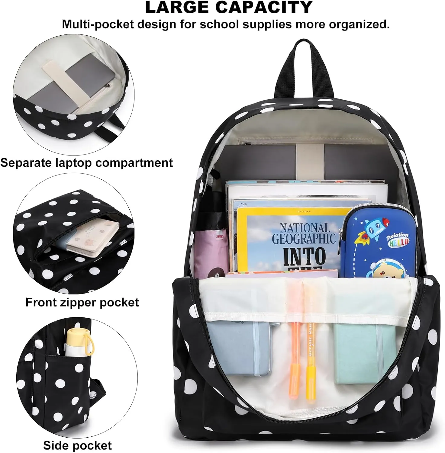 School Backpack for Girls, Kids Teens School Bags Bookbags Set with Lunch Bag Pencil Bag
