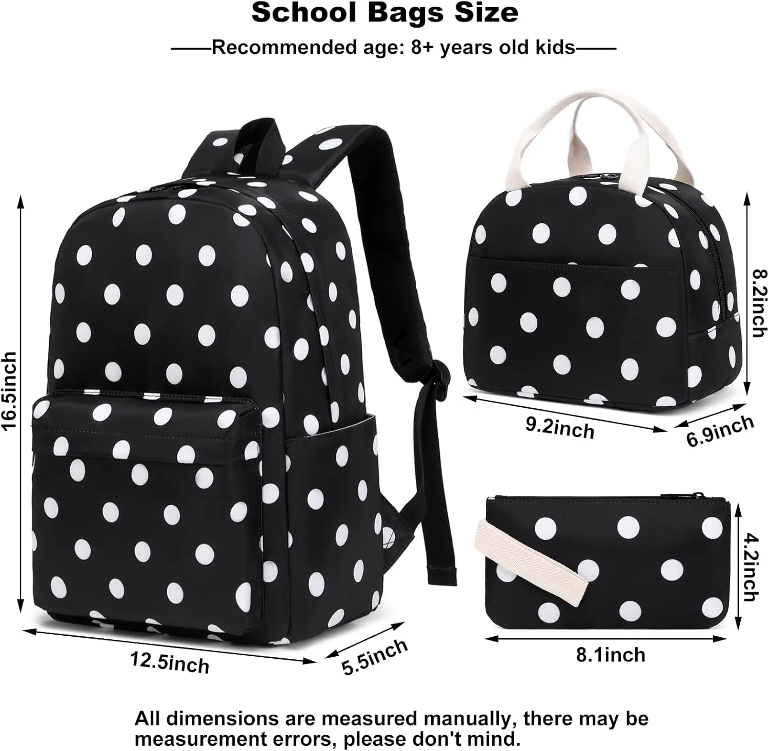 School Backpack for Girls, Kids Teens School Bags Bookbags Set with Lunch Bag Pencil Bag