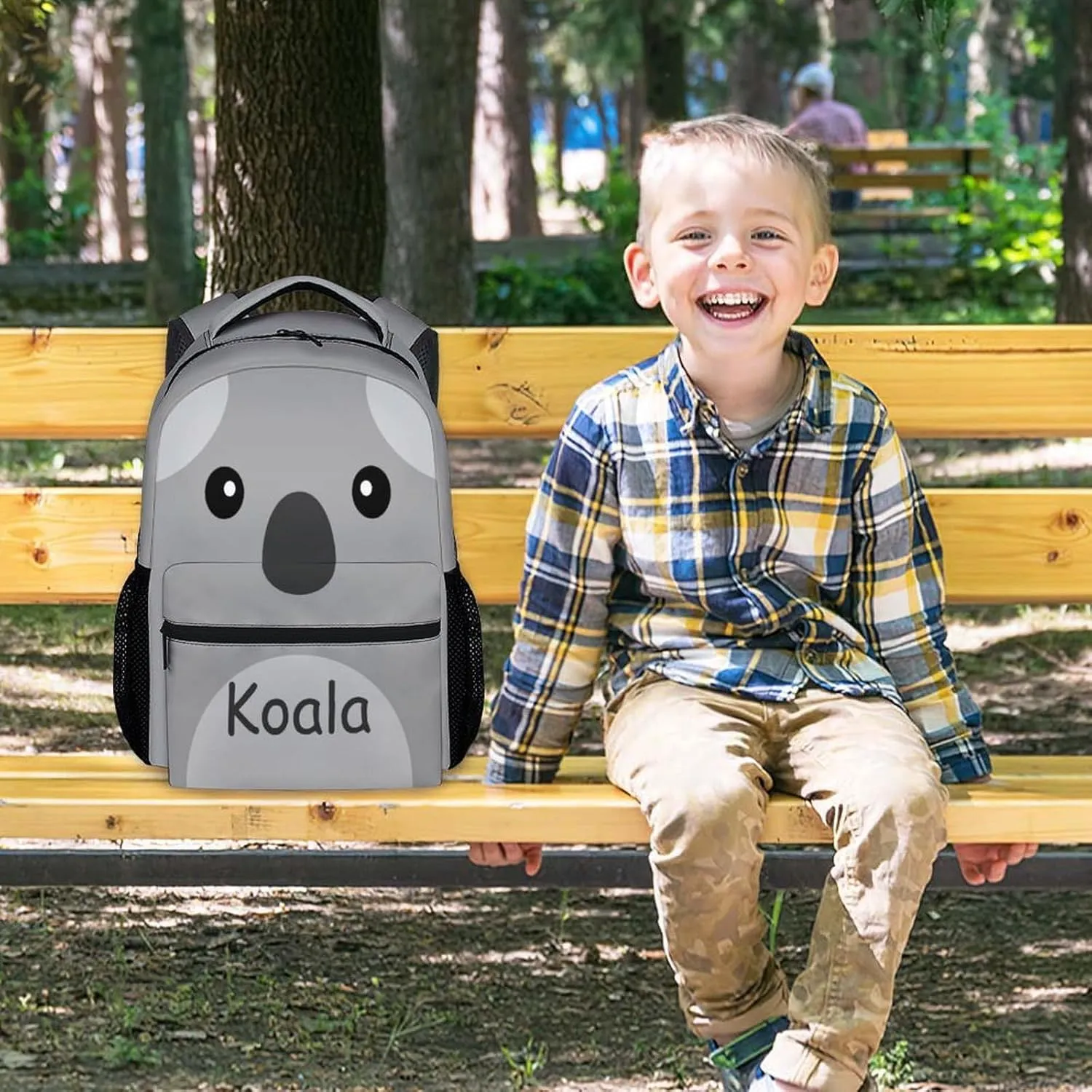 School Backpack for Girls - Koala Schoolbag - Lightweight Durable Large Capacity - 17 Inch Grey Kid Backpack for School, Travel and Camp