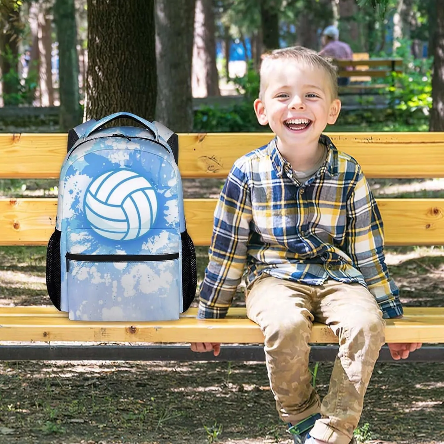 School Backpack for Girls - Volleyball Bookbag - Lightweight Durable Large Capacity - 17 Inch Blue Kid Backpack for School, Travel and Camp