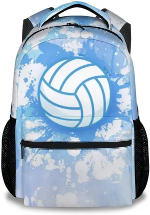 School Backpack for Girls - Volleyball Bookbag - Lightweight Durable Large Capacity - 17 Inch Blue Kid Backpack for School, Travel and Camp
