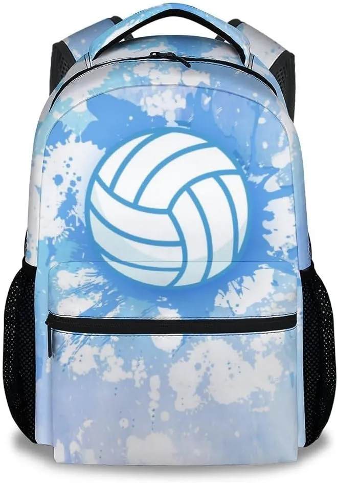School Backpack for Girls - Volleyball Bookbag - Lightweight Durable Large Capacity - 17 Inch Blue Kid Backpack for School, Travel and Camp