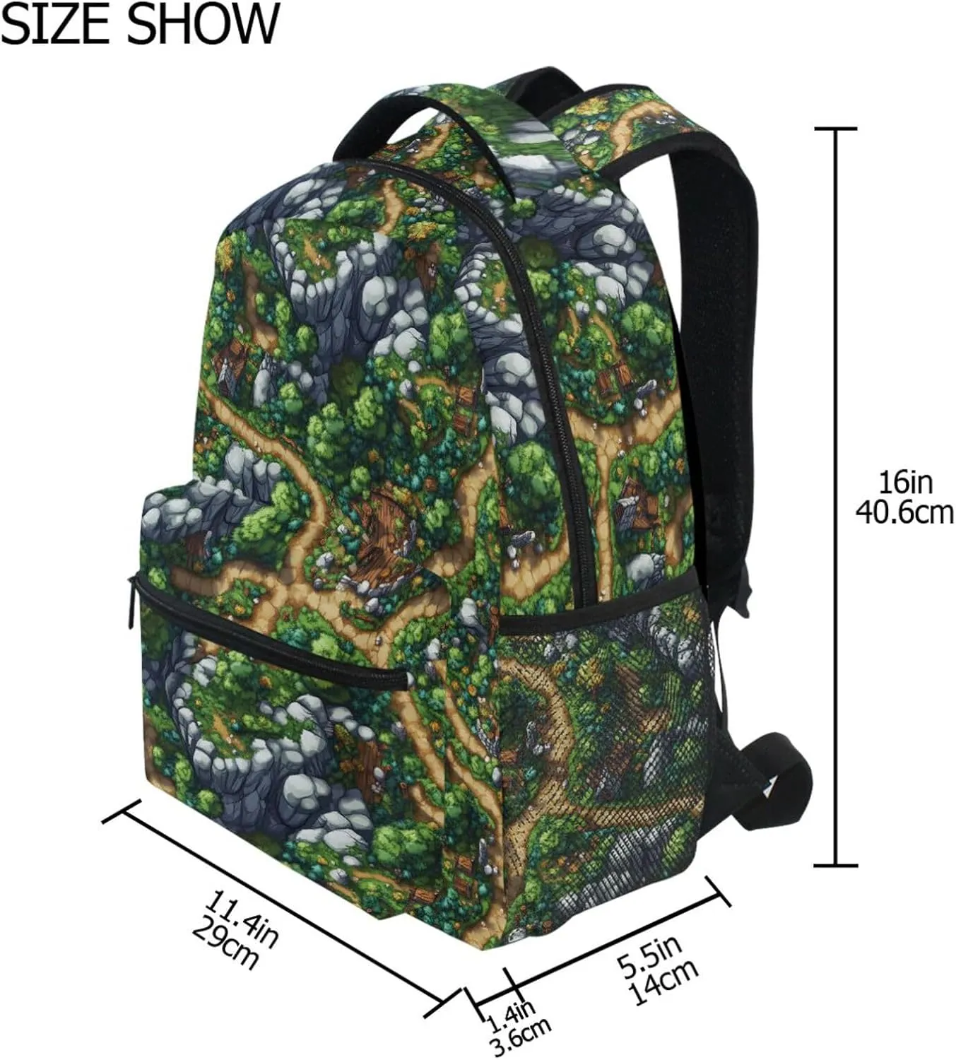 School Backpack for Men Women Fashion School Book Bag with Chest Strap Gift Men & Women Game Map