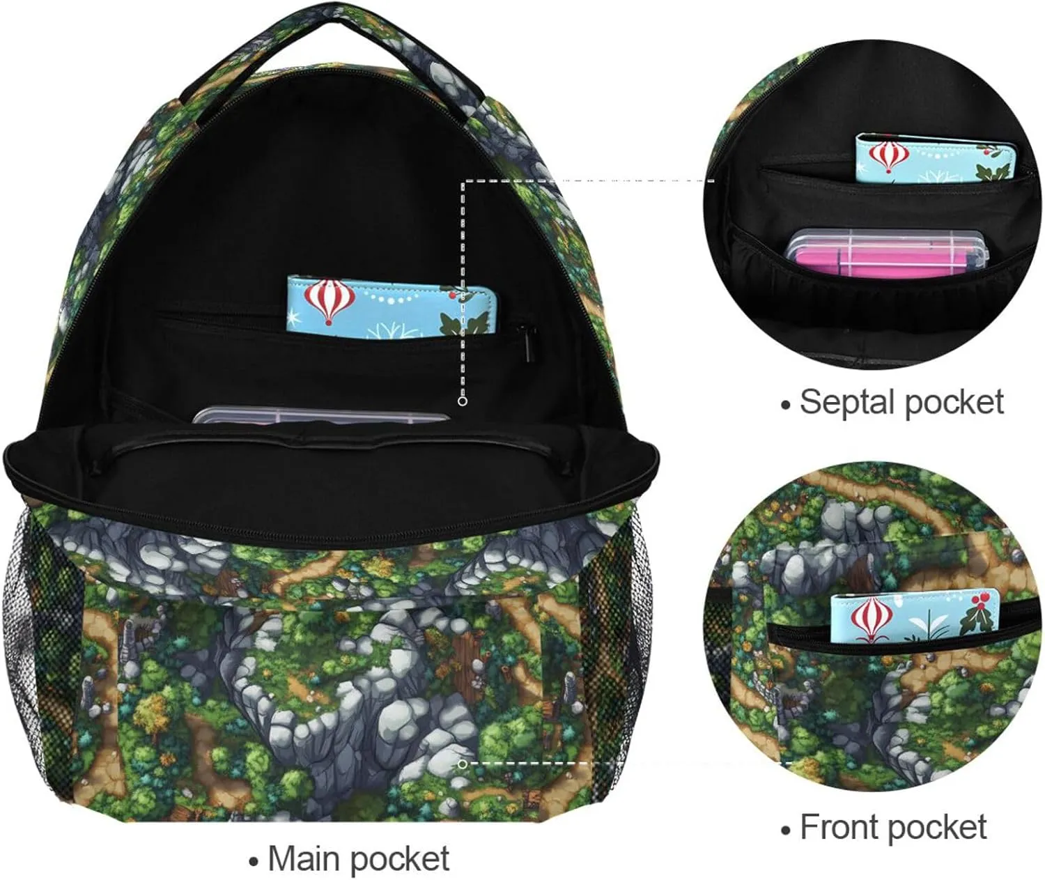 School Backpack for Men Women Fashion School Book Bag with Chest Strap Gift Men & Women Game Map