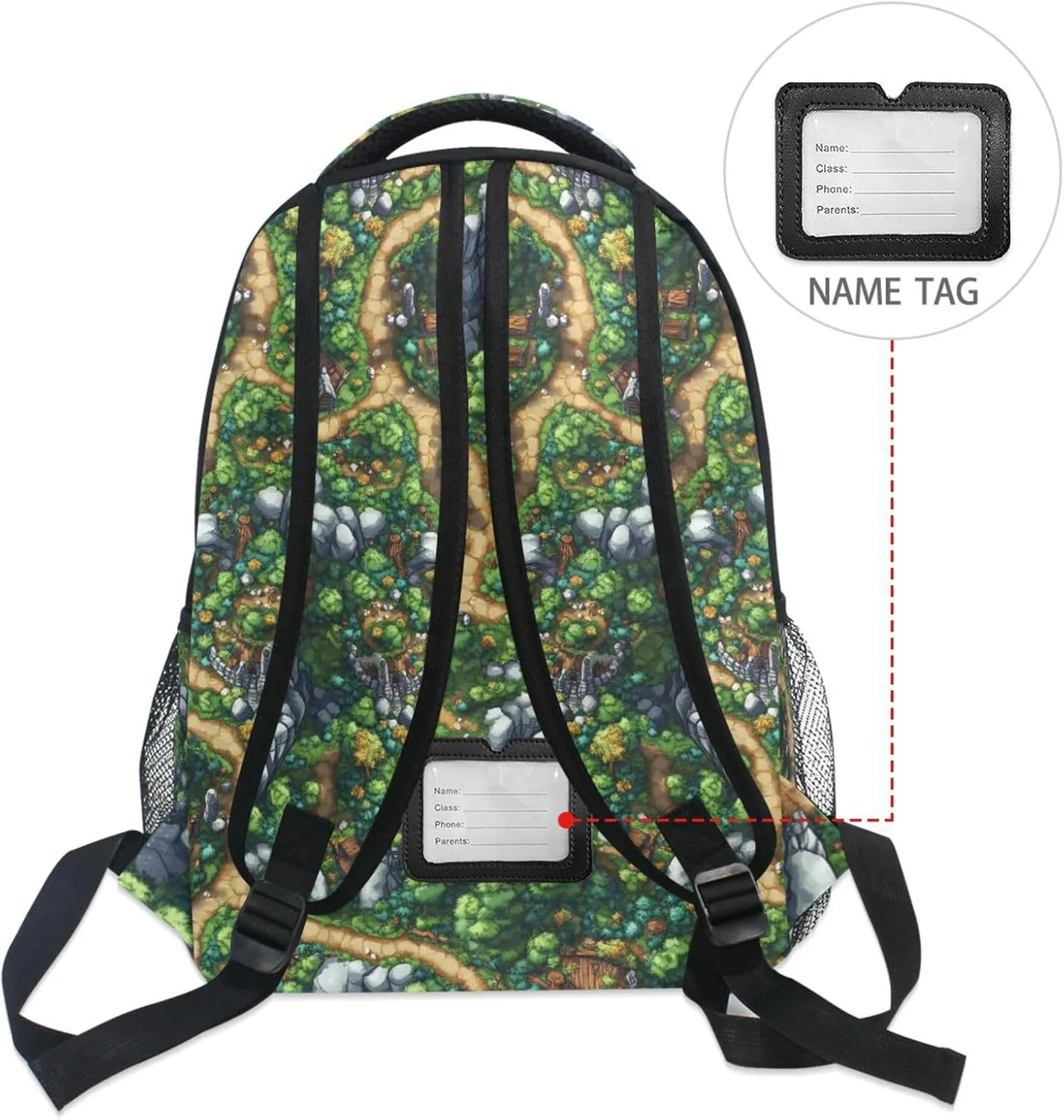 School Backpack for Men Women Fashion School Book Bag with Chest Strap Gift Men & Women Game Map