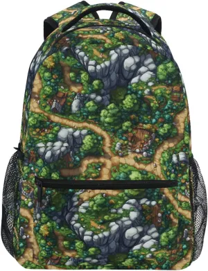 School Backpack for Men Women Fashion School Book Bag with Chest Strap Gift Men & Women Game Map