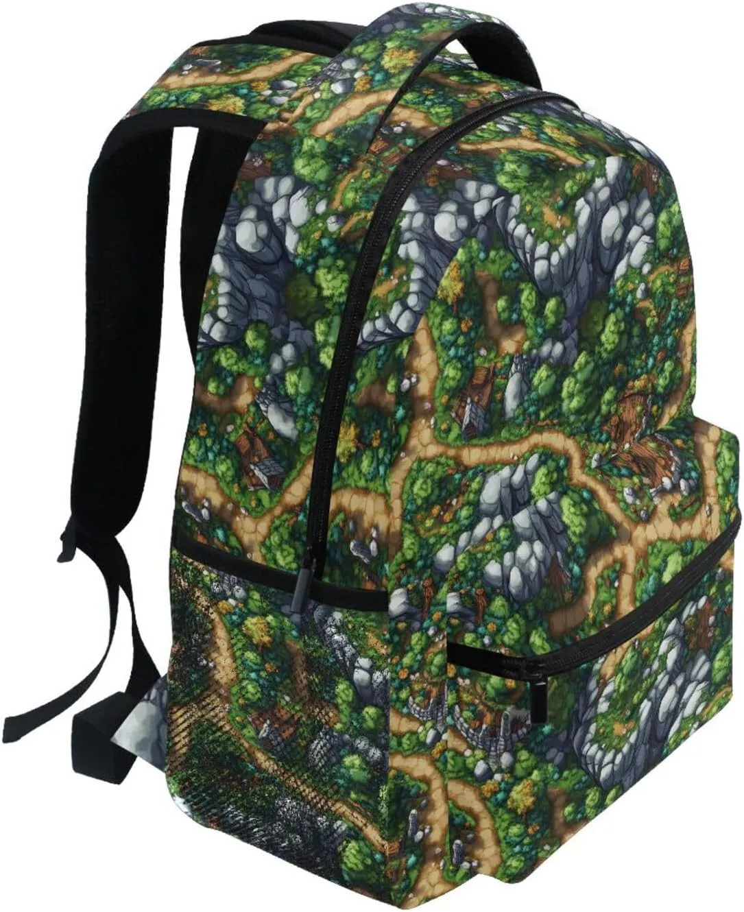 School Backpack for Men Women Fashion School Book Bag with Chest Strap Gift Men & Women Game Map