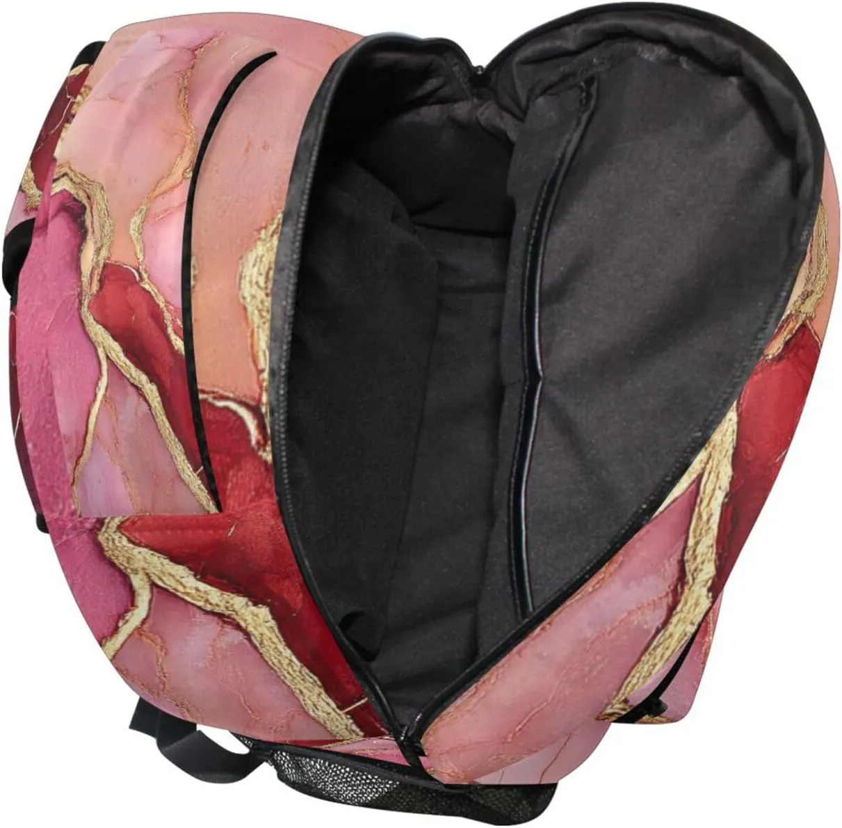 School Backpack for Unisex Adult Fashion School Bag with Chest Strap for Travel Trip Marble Burgundy