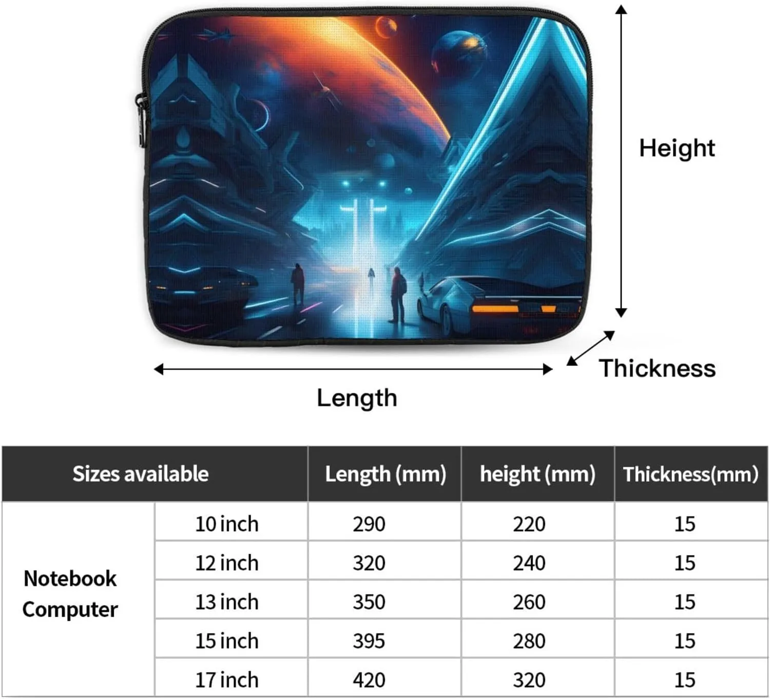 Science Fiction Future Picture Laptop Case - Shockproof Portable Laptop Sleeve Bag for Men and Women Business Travel, School, and Office Daily Use