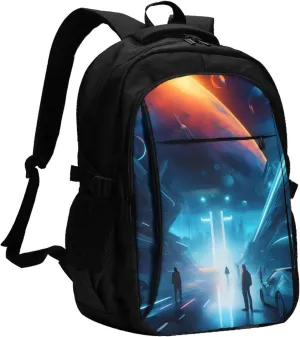 Science Fiction Future Usb Travel Computer Bag, Large Capacity Men'S And Women'S Fitness Camping Bag