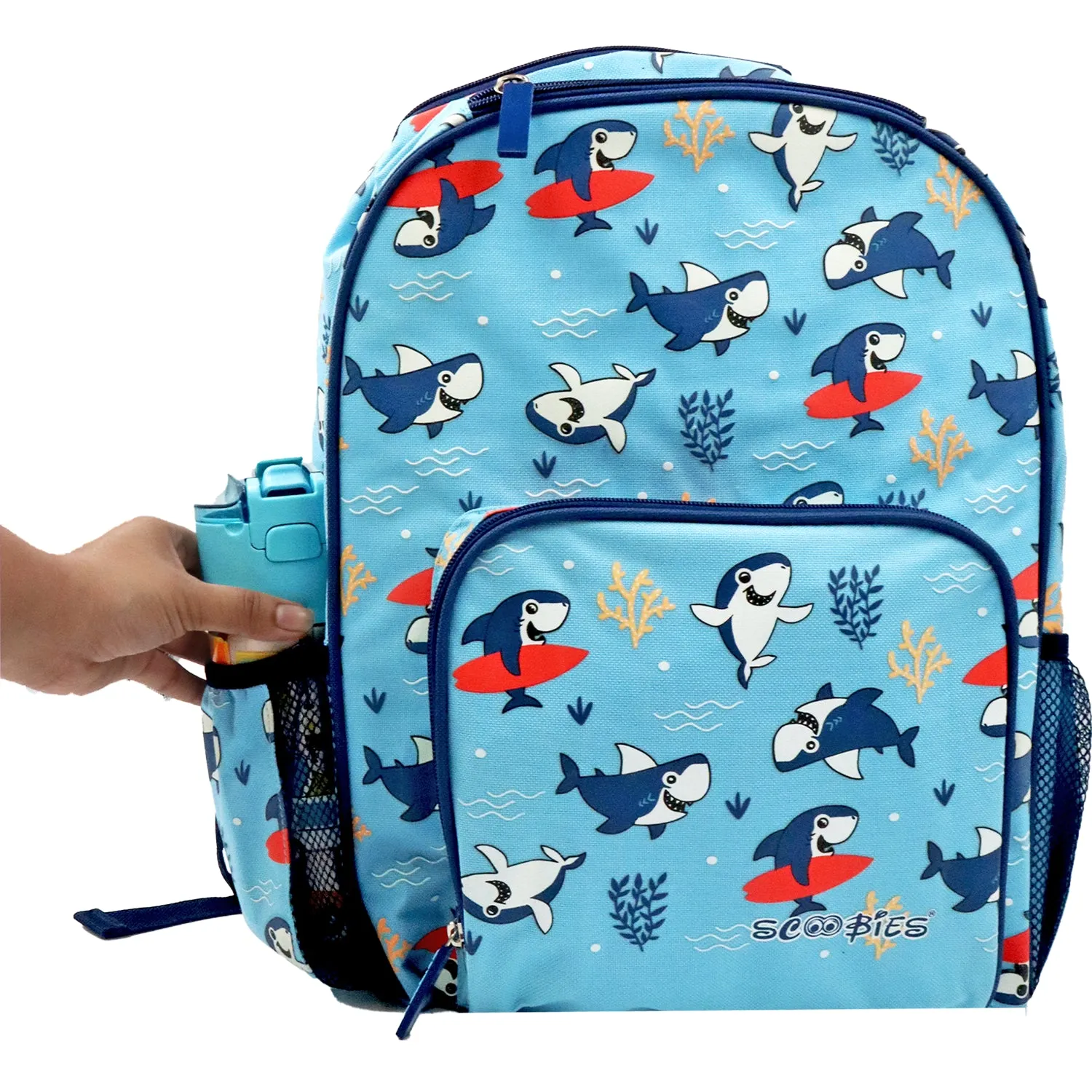 Scoobies Shark Glow-in-the-Dark Backpack 16”  Lightweight, Waterproof, Anti-Shock & Spacious