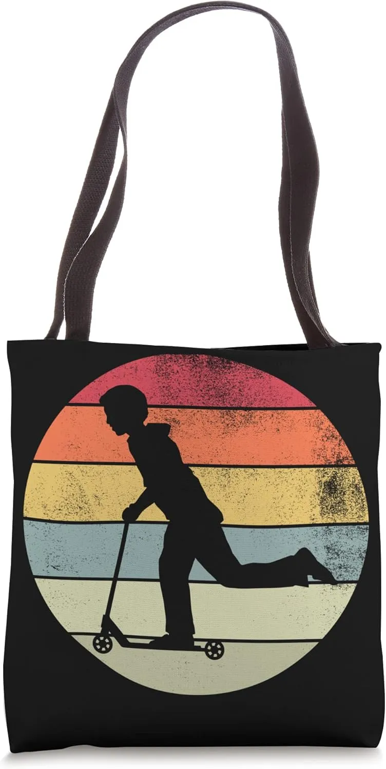 Scooter Stunt Scooter for Children and Boys Retro Tote Bag