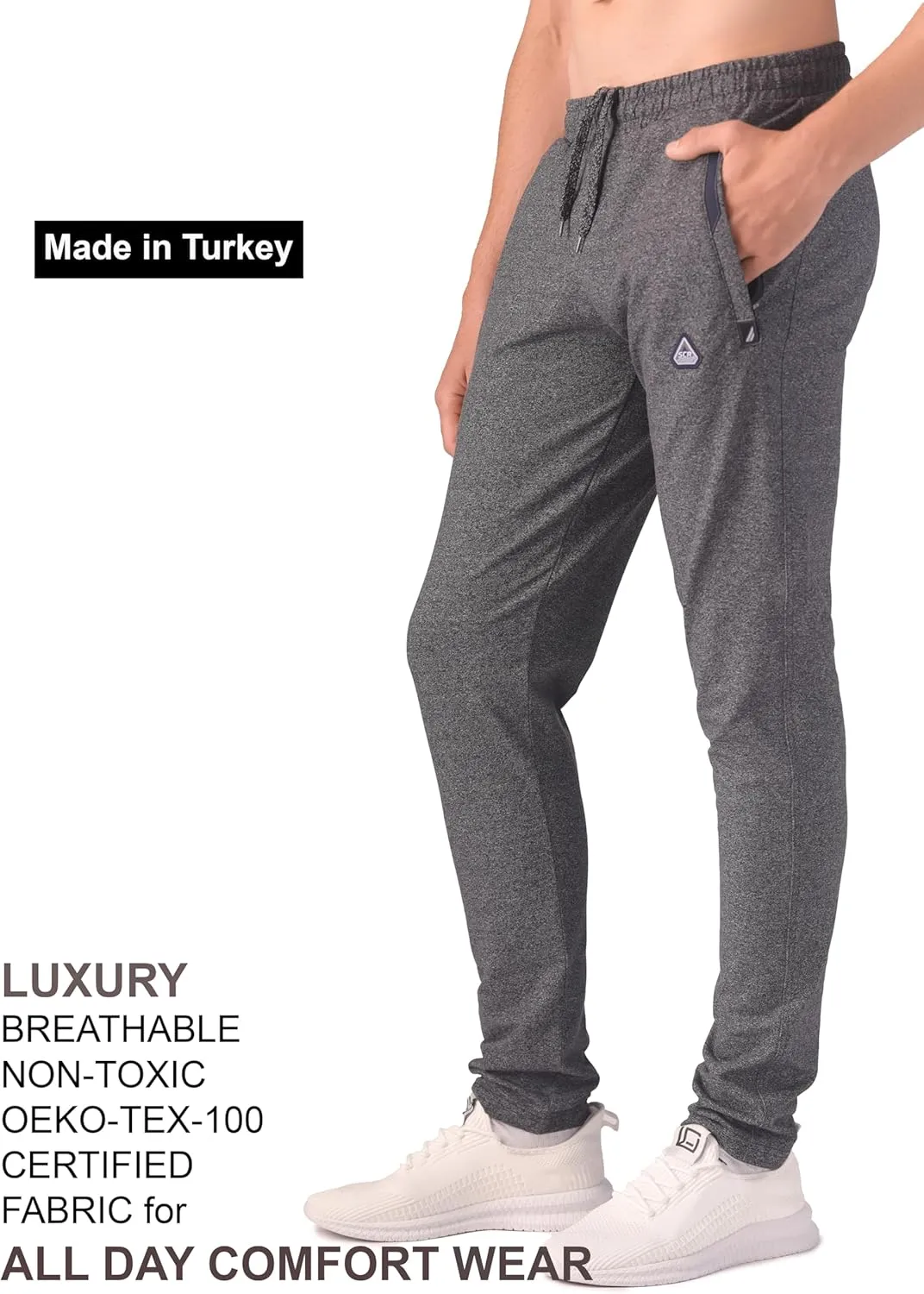 SCR 30/33/36 Inseam Mens Sweatpants with Pockets Tapered Joggers Men Slim Fit Open Bottom Pants Tall, Extra Long