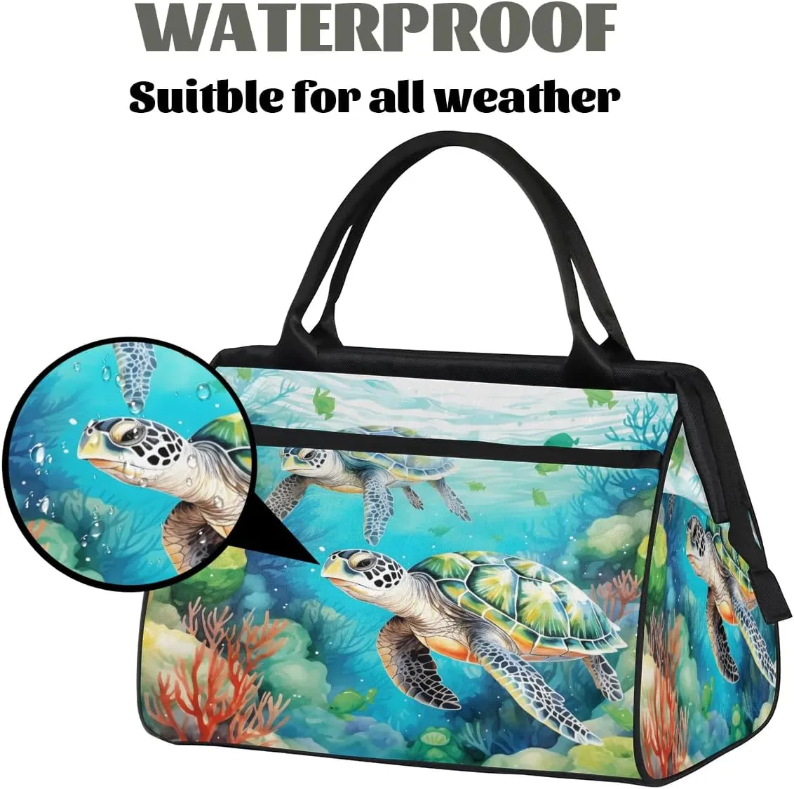 Sea Turtle Travel Duffel Bag Sports Tote Gym Bag Carry on Weekender Overnight Bag for Women and Men