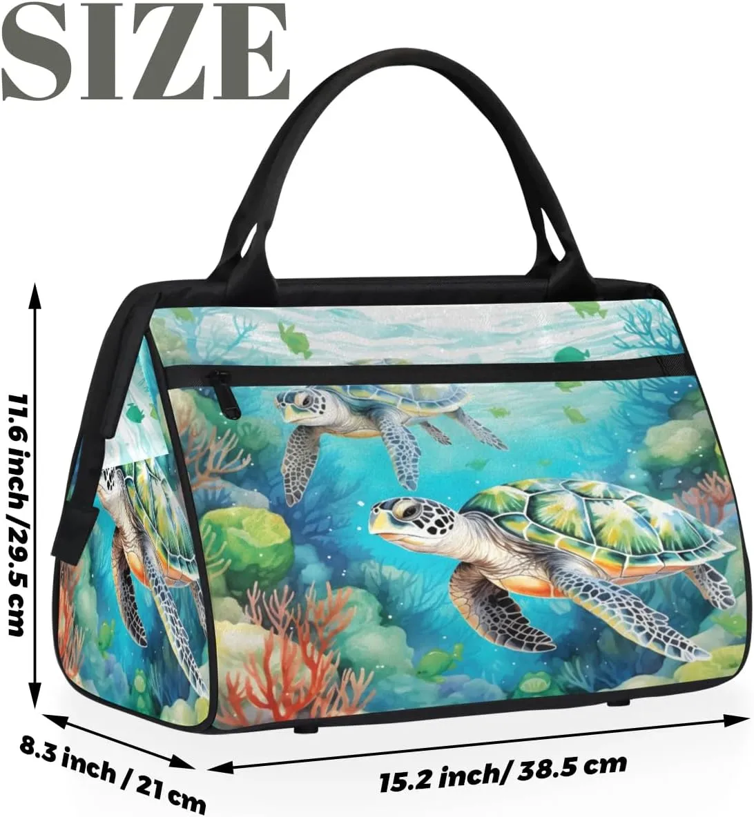 Sea Turtle Travel Duffel Bag Sports Tote Gym Bag Carry on Weekender Overnight Bag for Women and Men
