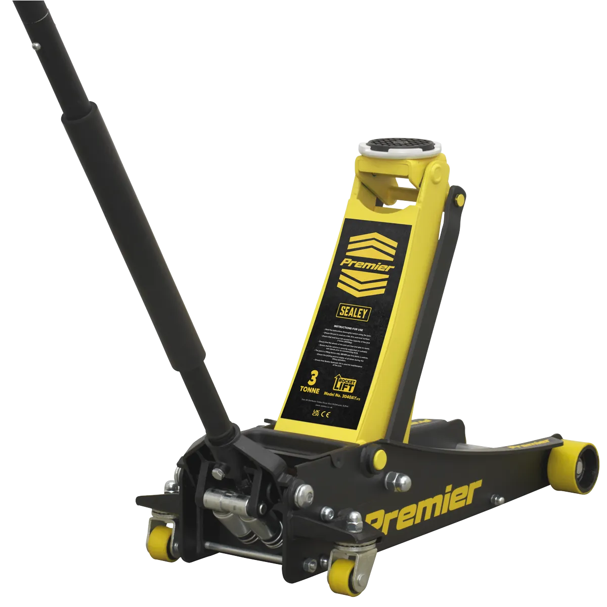 Sealey Premier Low Profile Trolley Jack with Rocket Lift 3 Tonne