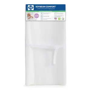 Sealy Baby Soybean Comfort Waterproof 3-Sided Contoured Wipeable Diaper Changing Pad for Dresser or Table, Durable Easy to Clean Surface & Foam, Made in USA, White, 32 x 16'