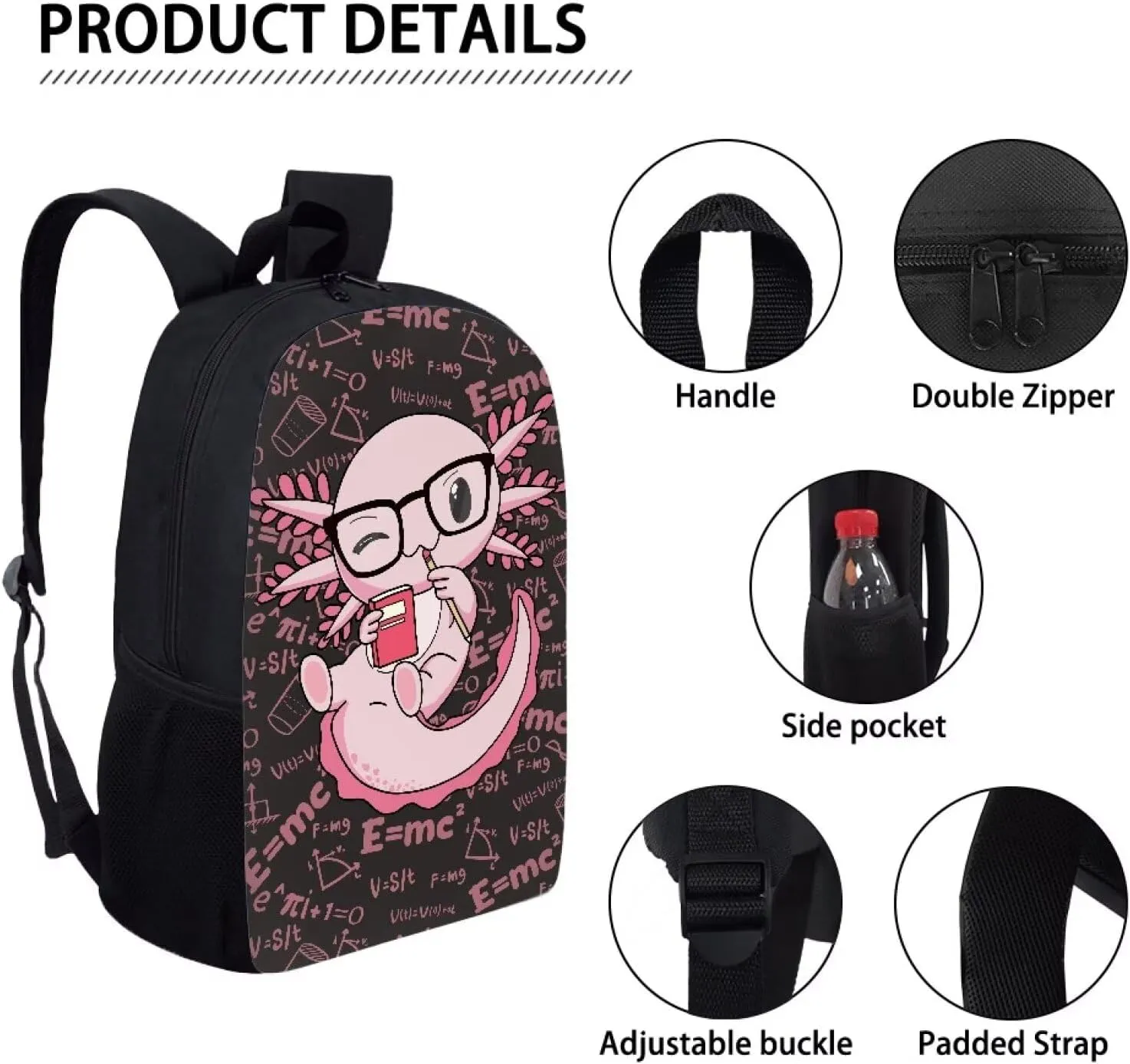 SEANATIVE Axolotl Backpack for Kids Toddler, Children Primary School Backpack School Bookbag Travel Daypack Cartoon Rucksack
