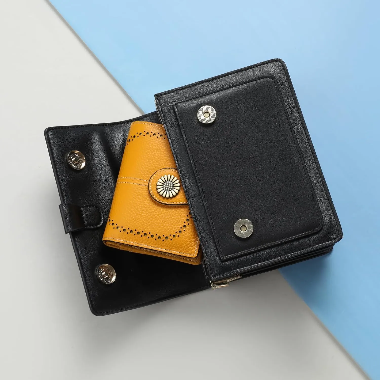 SENDEFN Small Wallets for Woman RFID Blocking Leather Bifold Credit Card Holder Purse with ID Window