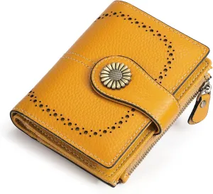 SENDEFN Small Wallets for Woman RFID Blocking Leather Bifold Credit Card Holder Purse with ID Window