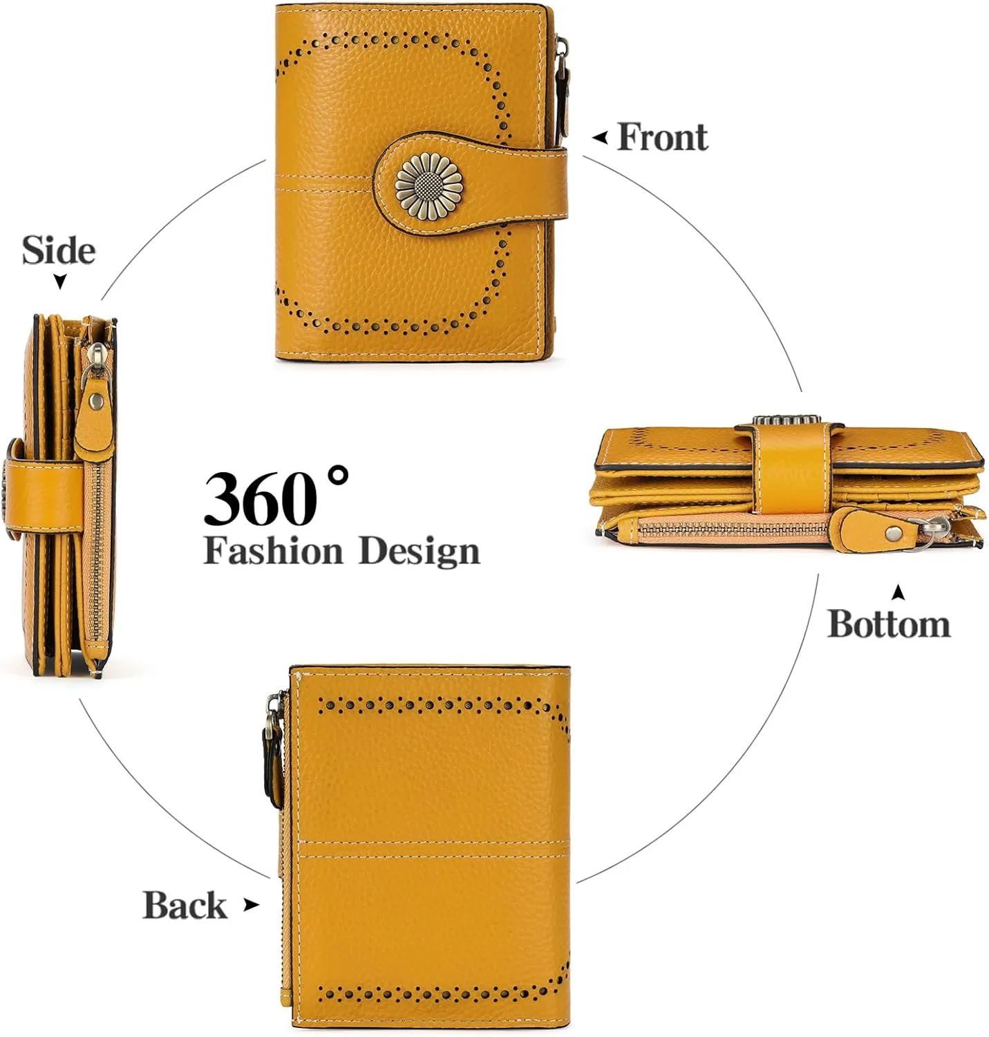 SENDEFN Small Wallets for Woman RFID Blocking Leather Bifold Credit Card Holder Purse with ID Window