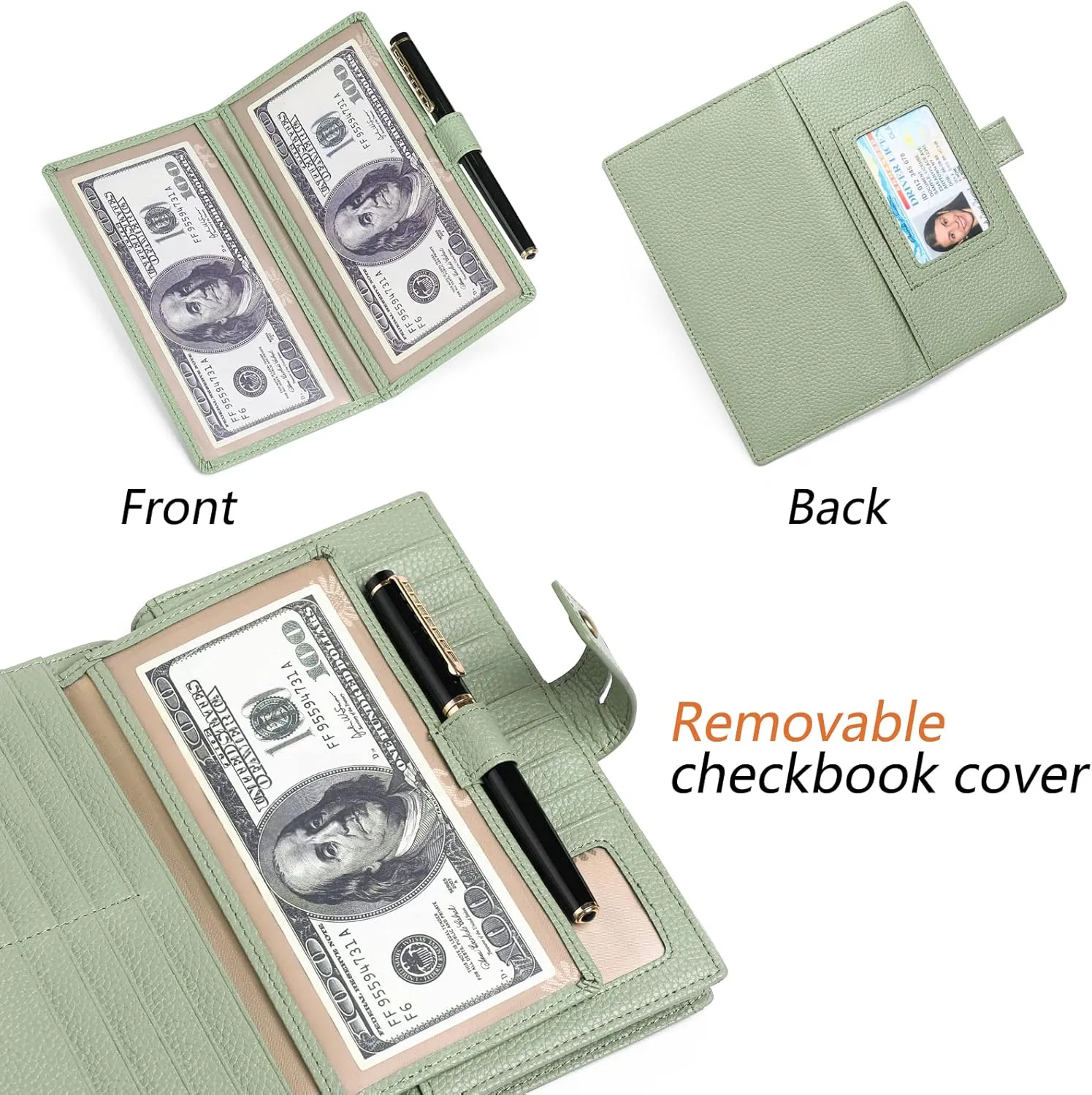 SENDEFN Women's Wallet Large Capacity RFID Blocking Leather Wallets Credit Cards Organizer with Checkbook Holder
