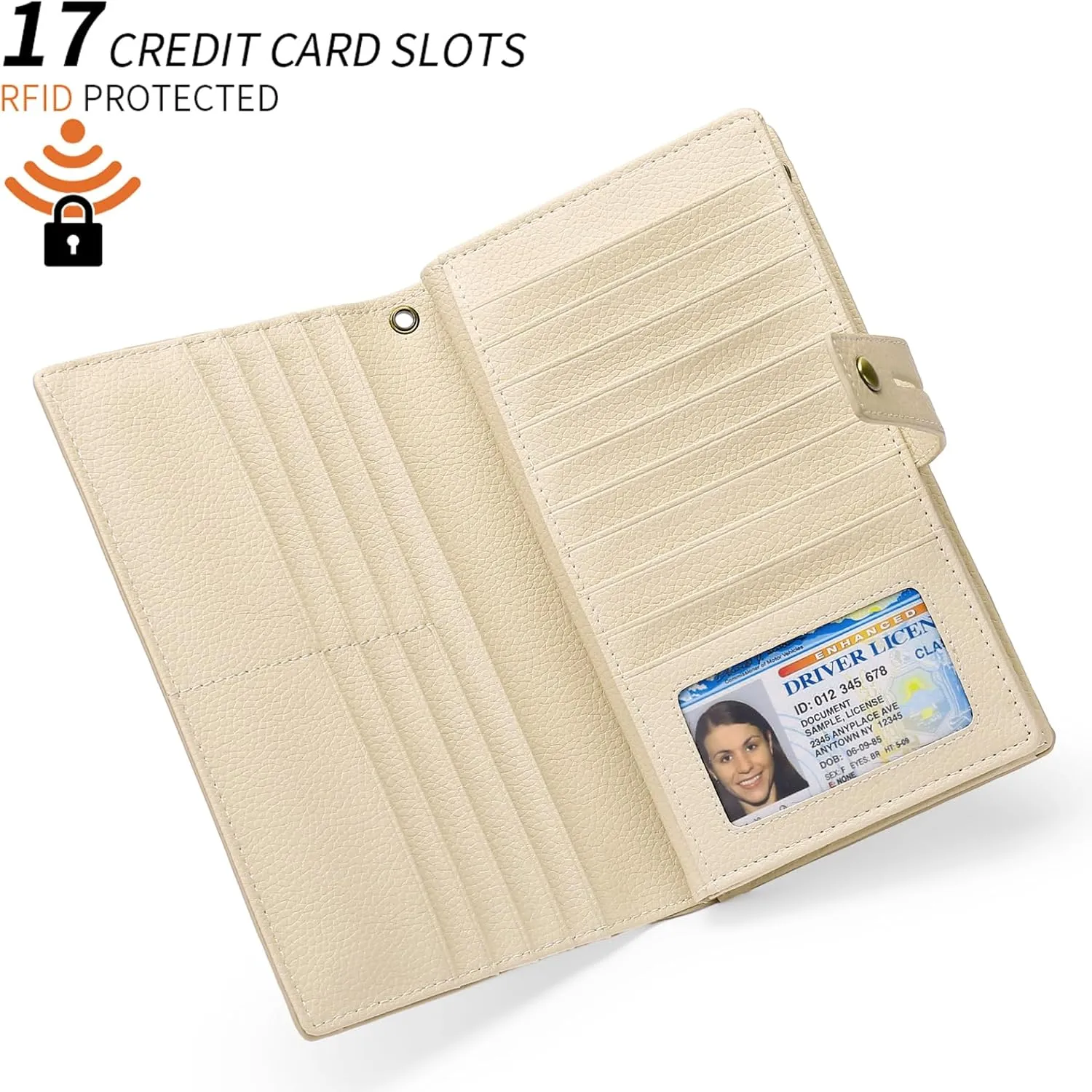 SENDEFN Women's Wallet Large Capacity RFID Blocking Leather Wallets Credit Cards Organizer with Checkbook Holder