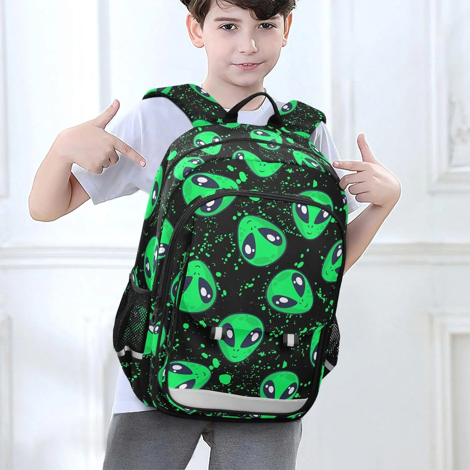 senya Backpack for Boys Girls, Alien Space Doodle Fun Backpack Students Bookbag Daypack for School Primary Teens
