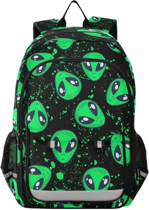 senya Backpack for Boys Girls, Alien Space Doodle Fun Backpack Students Bookbag Daypack for School Primary Teens
